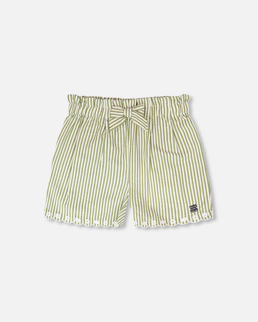Deux par Deux Shorts Green Off White Striped US 6 2