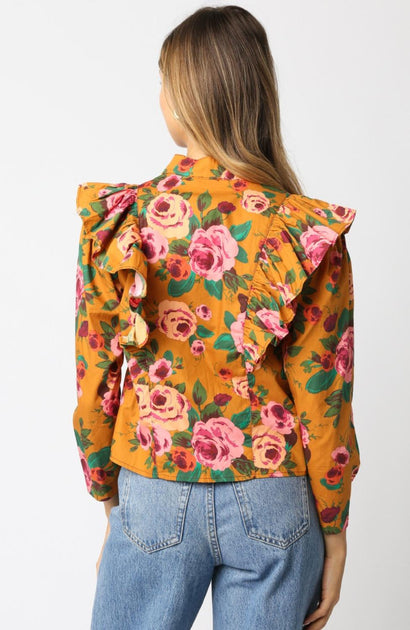 Olivaceous Ruffle Blouse Multi Medium 3