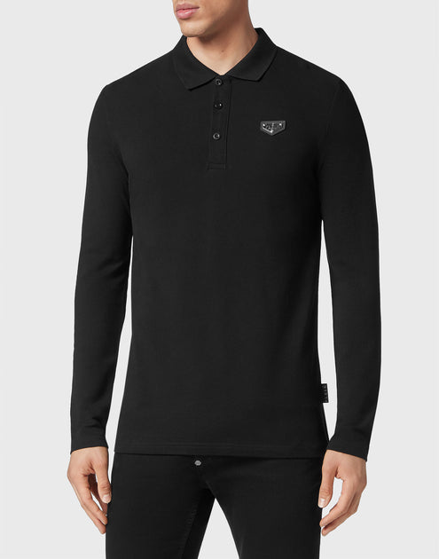 Philipp Plein Slim Fit Langarm Polo Weiß Small 4