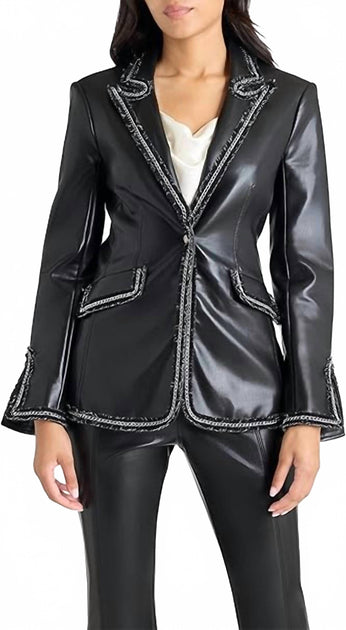 Cinq a Sept Chain Vegan Cheyenne Blazer Black US 8 4