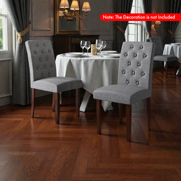 Hivvago High-Back Wooden Dining Chair Beige/Gray 4