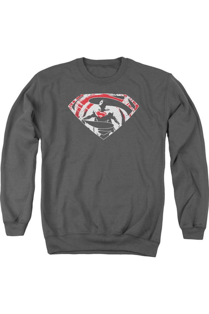 Gildan Batman V Superman Super Splatter Logo Crewneck Sweatshirt Grey Small 2