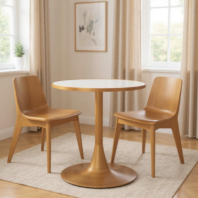 Hivvago 24-inch Round Dining Table Beige 2