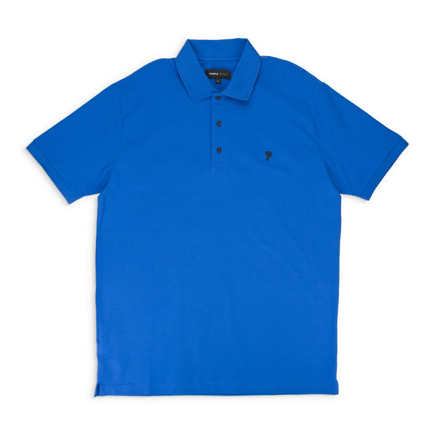 Purple Brand PIQUE KNIT POLO BLUE POLO SHIRTS | ShopSimon