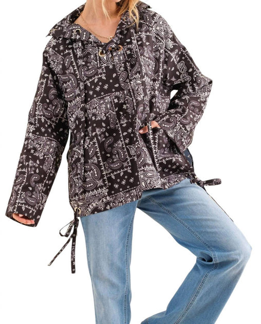 And The Why Bandana Print Windbreaker Jacket Grey Large 2