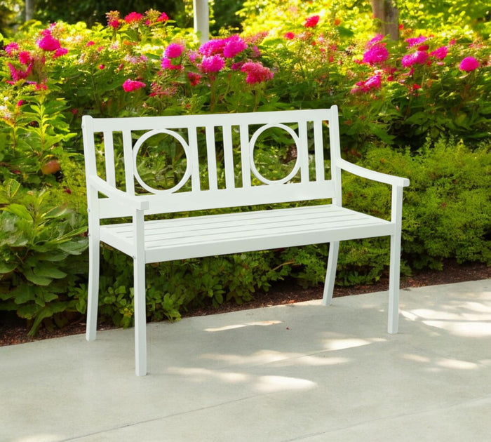 Hivvago Garden Patio Bench White 114 cm 2