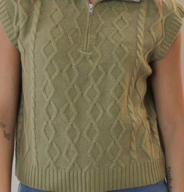 LE LIS Juno Half Zip ärmelloser Pullover Grün Large 2