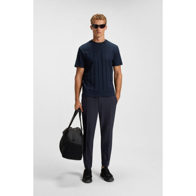 Boss Cotton T-Shirt mit Jacquard-Muster schwarz Small 3