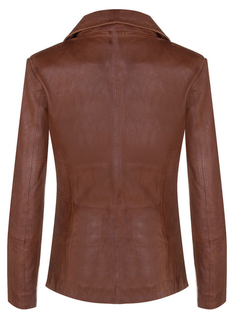 Infinity Newhaven Womens Leather Blazer Brown XSmall 4