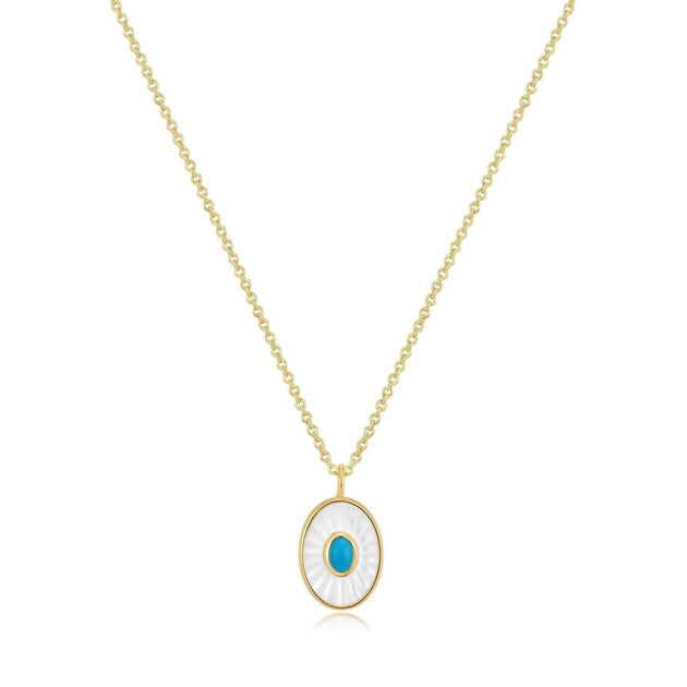eklexic Oval MOP Turquoise Pendant Necklace Blue One Size 3