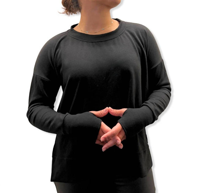 Alyssa Thomas Rundhals Langarm Sweatshirt Schwarz XS 2