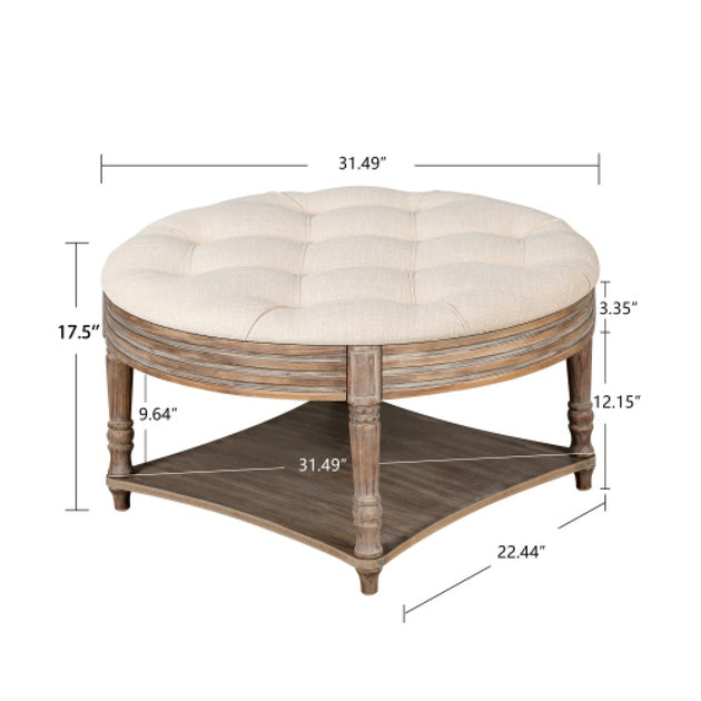 GOODSILO Round Tufted Ottoman Coffee Table Storage Footstool 4