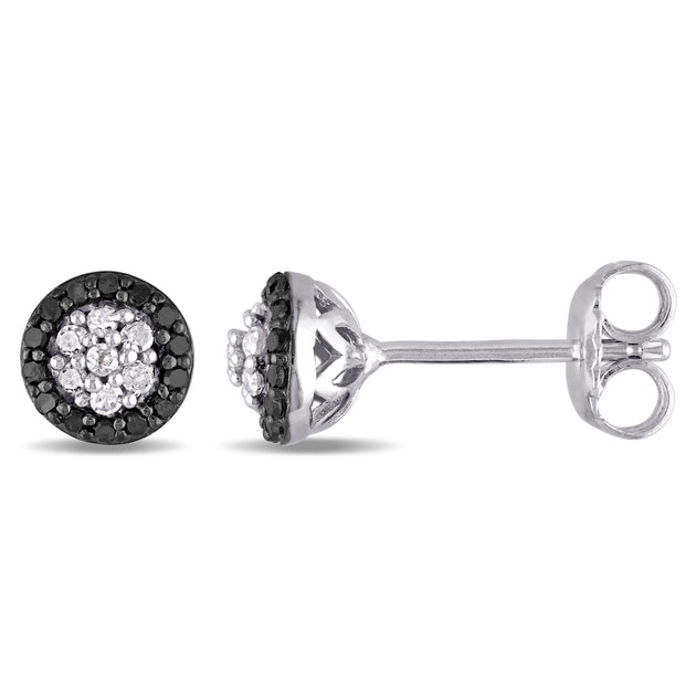 Mimi & Max 1/4ct TW Black and White Diamond Cluster Stud Earrings Black Female 2