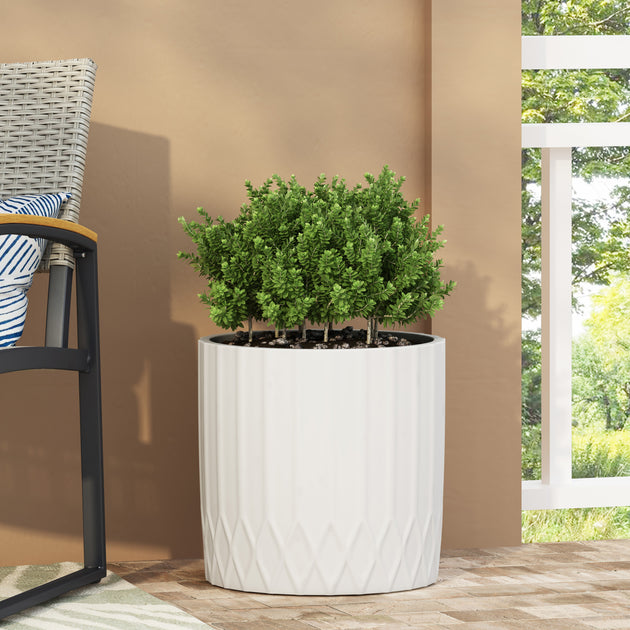 Streamdale Pleated Concrete Planter Natural 2