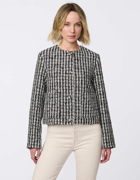 Bernardo Mademoiselle Tweed Cropped Jacket Beige XSmall 2