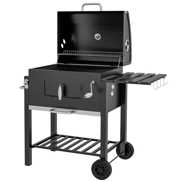Hivvago Charcoal BBQ and Smoker Portable Combo Black 2