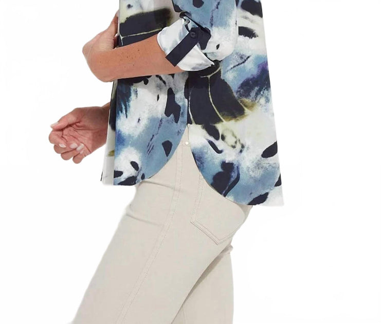 Lysse Roll Tab Connie Button Down Shirt Blue XL 4