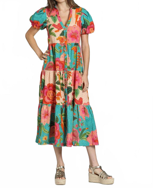 APNY Mixed Print Tiered Dress Multi Small 2