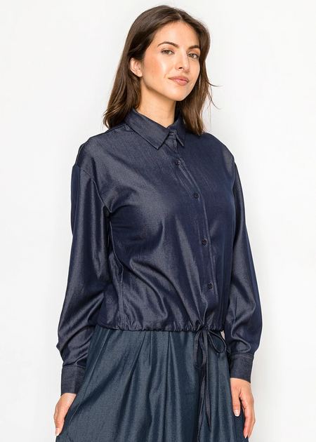 Yal New York Classic Denim Button-Down Blouse Multi XL 4
