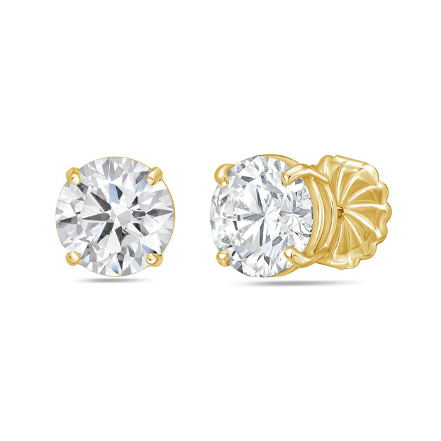 Diana M. 14kt Yellow Gold Round Lab Grown Stud Earrings Silver 3