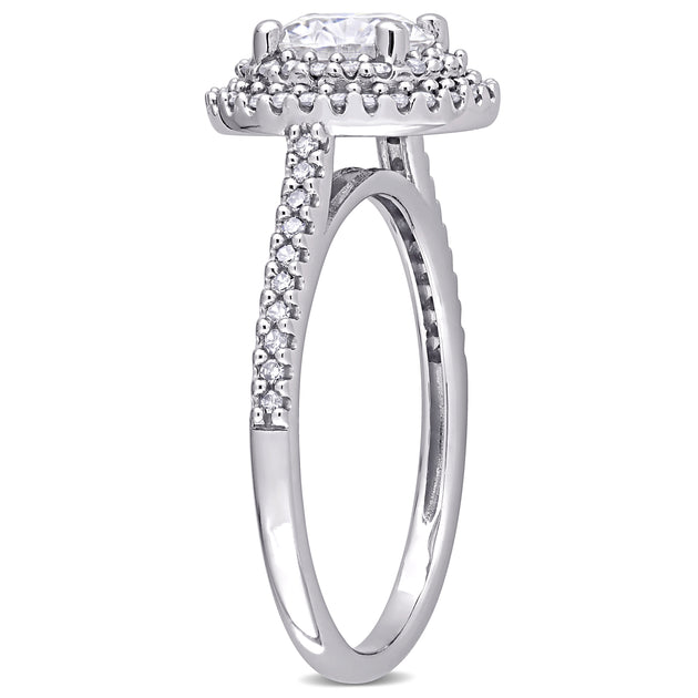 Mimi & Max Moissanite Diamond Engagement Ring 14k White Gold Silver US 6.5 3