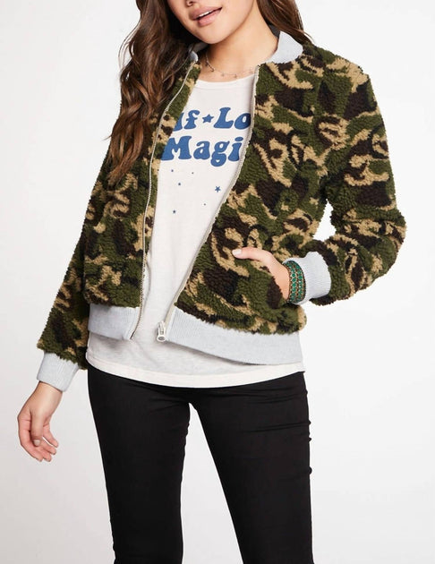 Chaser Faux Fur Bomber Jacket Multi Medium 2