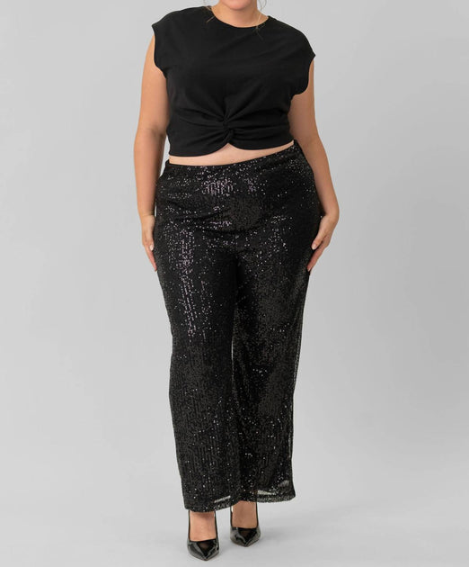 Taylor Rosalie Crew Neck Crop Top Black 1X 2