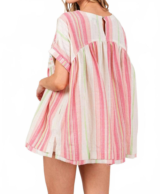 SAGE+FIG In My Mind Babydoll Top Pink Plus Size 2X 4