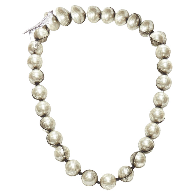 Lanvin Alber Elbaz Pearl Mesh Ribbon Wrap Necklace Silver 2