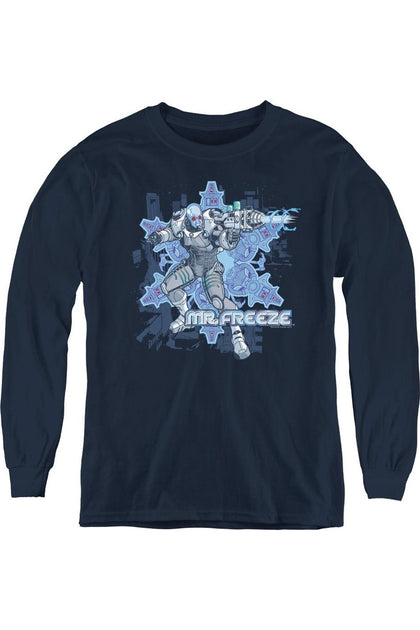 Gildan Batman Mr Freeze Youth Long Sleeve Tee Blue Medium 2
