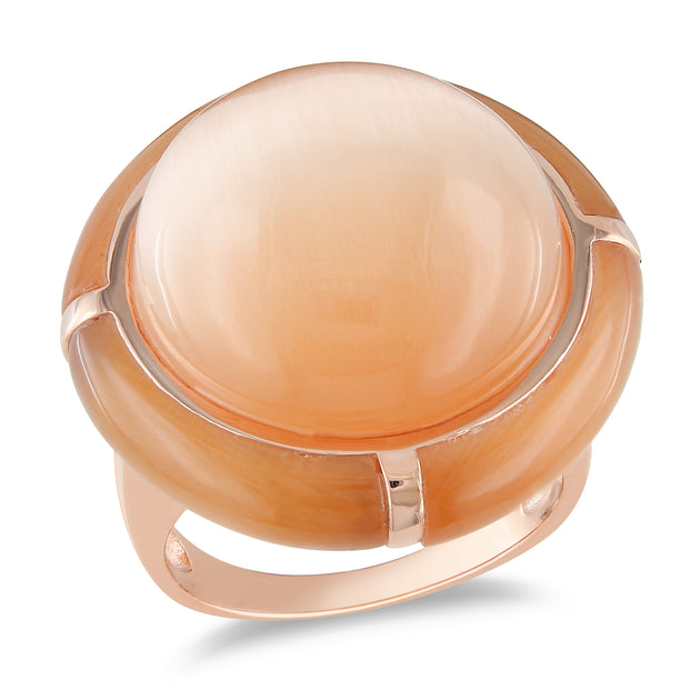 Mimi & Max Simulated Champagne Cat's Eye Cocktail Ring Rose Silver US 7.5 2