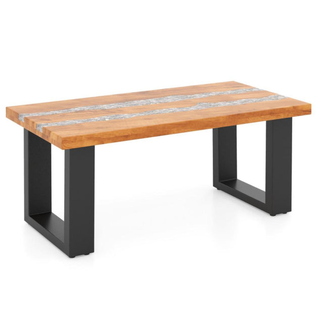 Hivvago Teak Wood Patio Table Natural 2