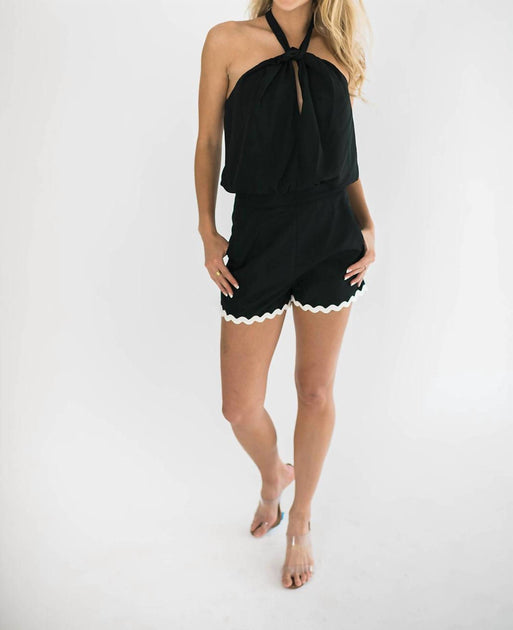 Falcon Katia Rickrack Trim Shorts Noir Small 3