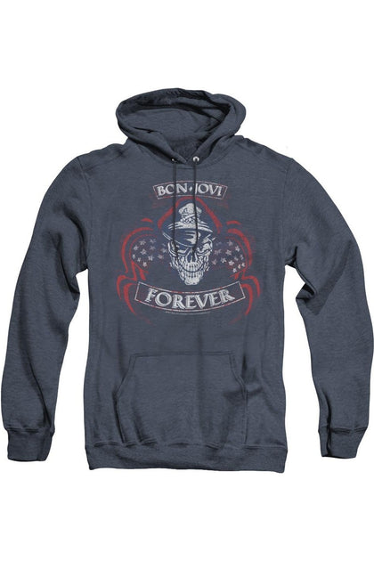 Gildan Bon Jovi Forever Skull Hoodie Blue Medium 2