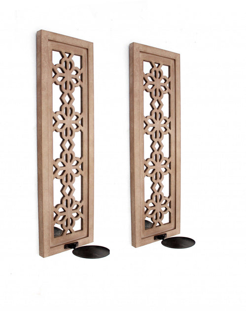 Hivvago Lattice Wall Sconce Candle Holder Tan 4