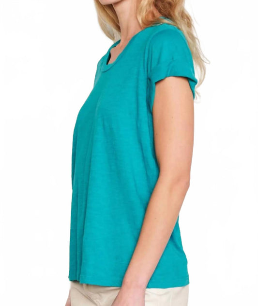 Sundry Rolled Sleeve Crewneck Top Blue Small 4
