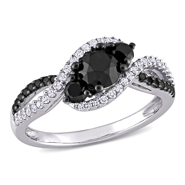 Mimi & Max Crossover Engagement Ring White Gold Black US 4 2