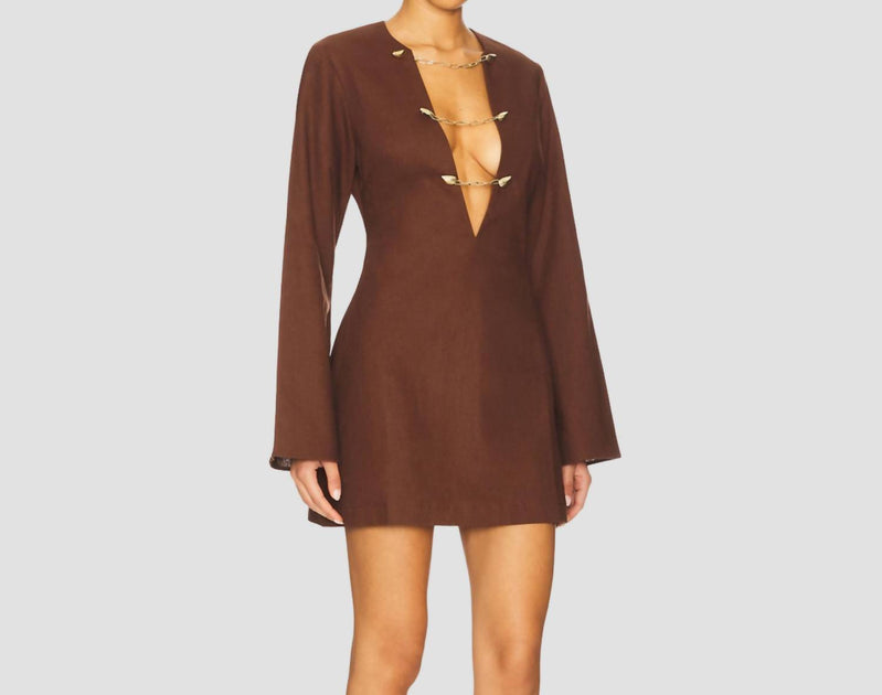 Shani Shemer Soraya Mini Kaftan Brown Small 3
