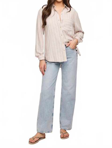 Gentle Fawn Linen Stripe Top Beige XLarge 2