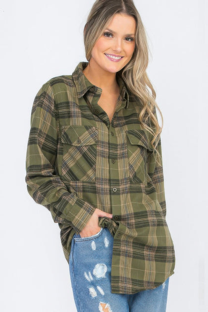 TRUEDAMES Boyfriend Langarm Karoflanell Hemd Gelb Medium 3
