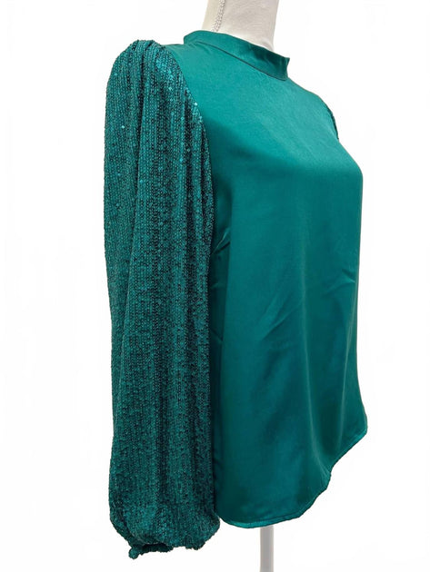 Michelle McDowell Melanie Sequin Top Green Large 4