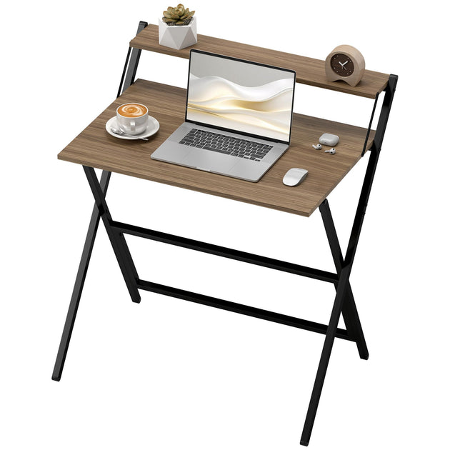 INOLEESK Folding Computer Desk Walnut 2