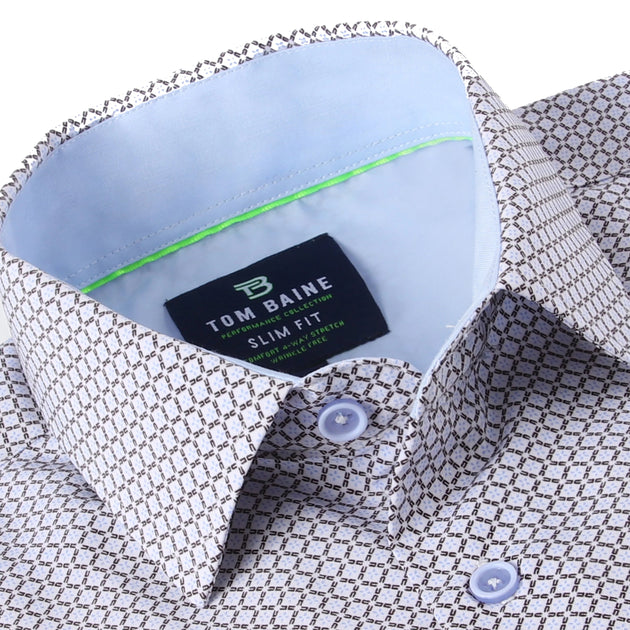 Tom Baine Slim Fit Performance Short Sleeve Geometric Button Down White XXLarge 3
