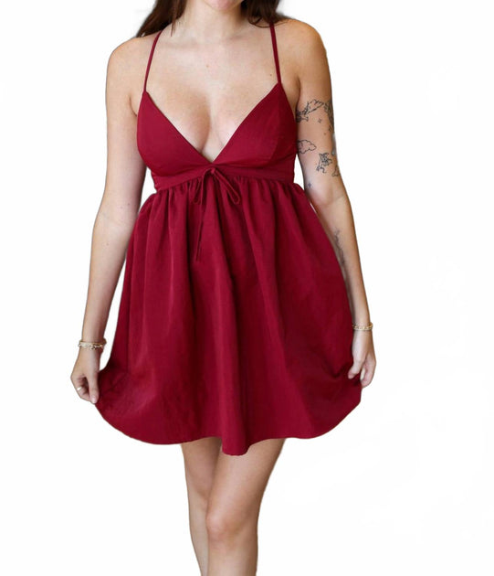 Lulus Brit Tie Back Mini Dress Red Large 2