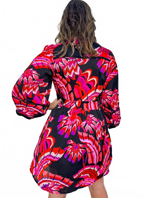 Joy Joy Trimmed Cinched Dress Multi Medium 4