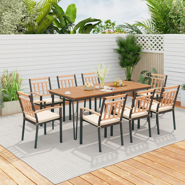 Hivvago 9-Piece Patio Dining Set Natural 3