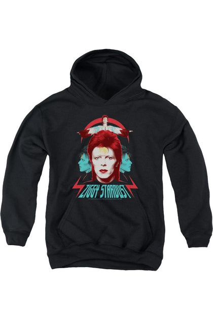 Gildan David Bowie Ziggy Heads Youth Pullover Hoodie Black Medium 2