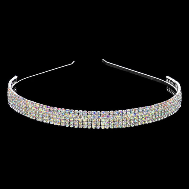 FASHNZFAB 5Rows Rhinestone Headband Gold 2
