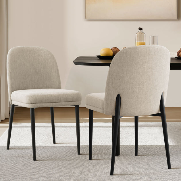 Maison Boucle Armless Dining Chair Set of 4 Beige 3