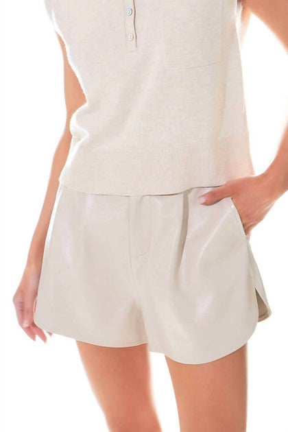 Grey Lab High-Waisted Shorts aus Kunstleder Beige Large 2